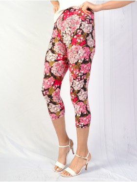 Floral Pattern Capri Stretch Legging